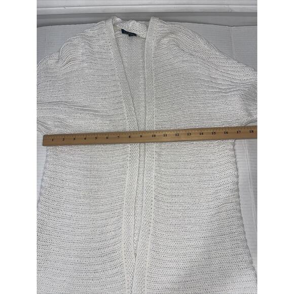 Talbots Women Sz S/M Linen Open Knit Sweater Open Cardigan Short Sleeve Coastal - Picture 6 of 9